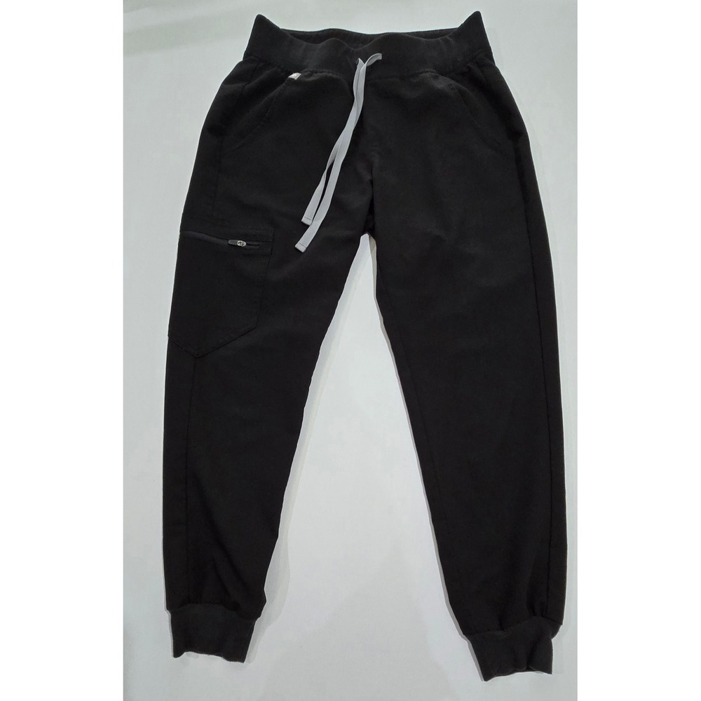 Figs Black scrub Pants with Gray Drawstring